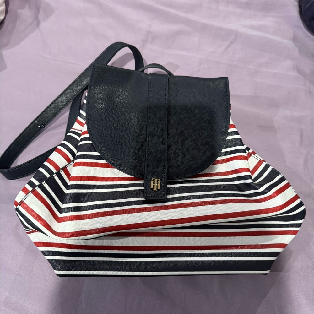 Tommy Hilfiger Black and Red Backpack